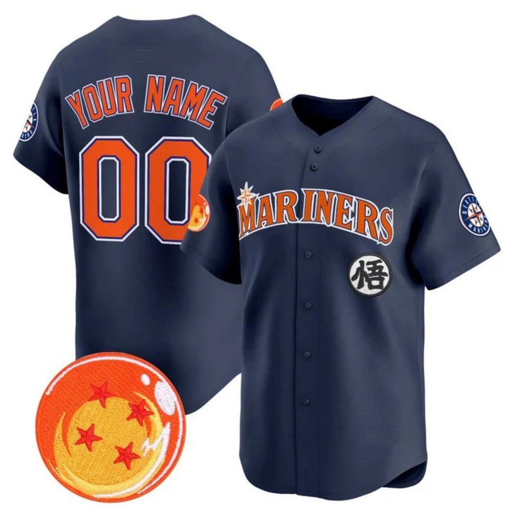 Custom Seattle Mariners x Dragon Ball Navy BFRAILEY Vapor Premier Limited Jersey - All Stitched