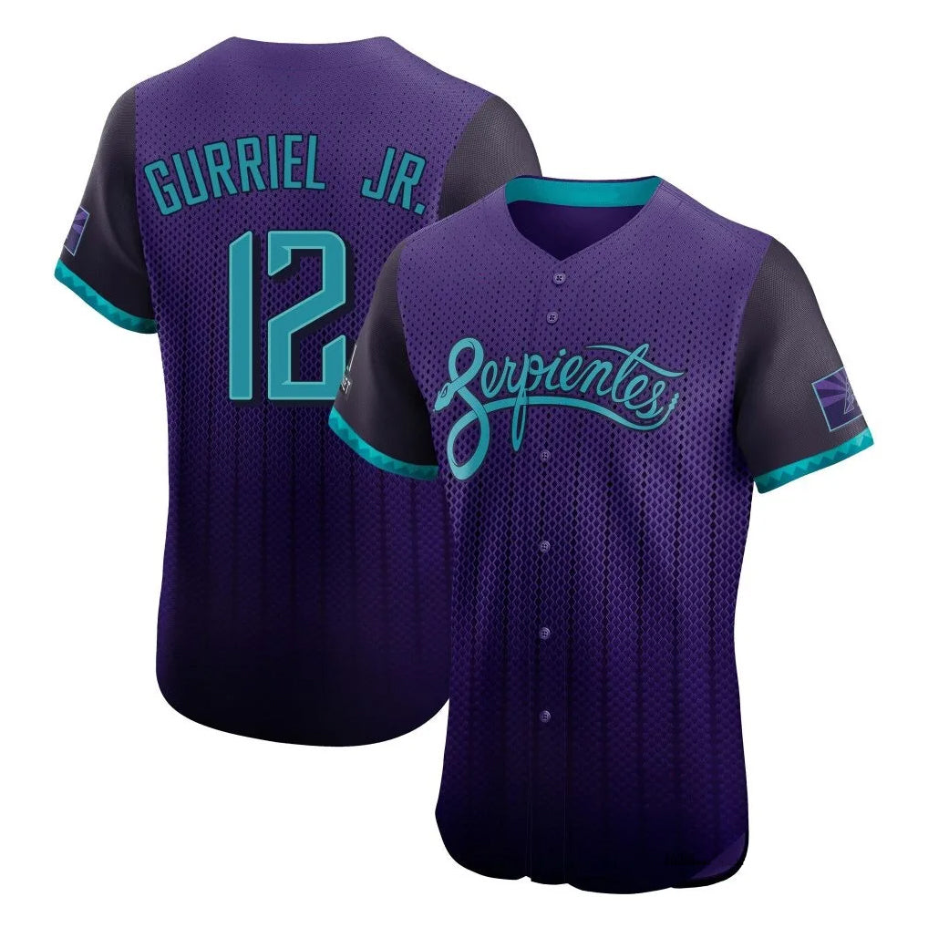 Arizona Diamondbacks #12 Lourdes Gurriel Jr Player Purple BFRAILEY City Connect Limited Elite Home Game Stitched Jerseys