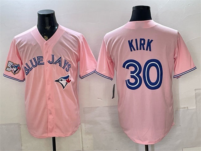 Toronto Blue Jays #30 Alejandro Kirk Pink BFRAILEY 50 Seasons Patch Stitched Jersey