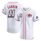 Cincinnati Reds #11 Barry Larkin Player White BFRAILEY Speedway Classic Limited Elite Home Stitched Jerseys