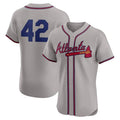 Atlanta Braves #42 Jackie Robinson Gray BFRAILEY Flex Base Stitched Jersey