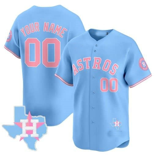 Custom Houston Astros Bubblegum Blue BFRAILEY Vapor Premier Limited Jersey ¨C All Stitched