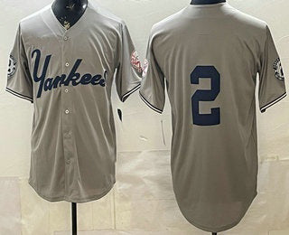 New York Yankees #2 Derek Jeter Grey BFRAILEY Without Name Limited Jersey
