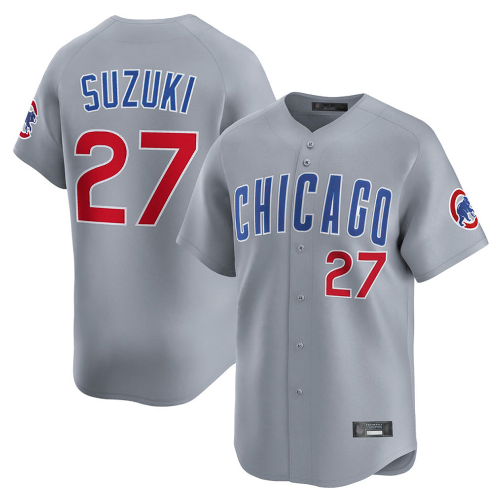 Chicago Cubs #27 Seiya Suzuki Player Gray BFRAILEY Road Limited Home Stitched Jerseys