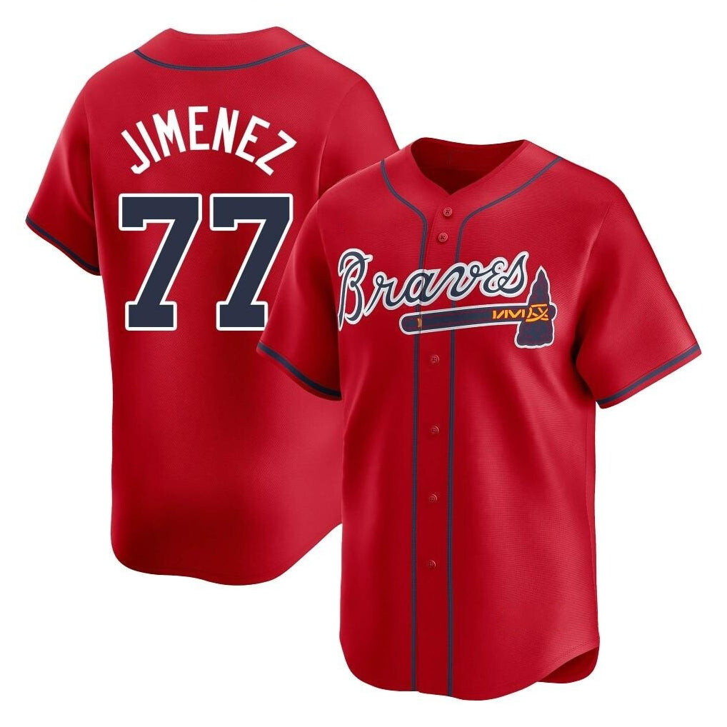 Atlanta Braves #77 Joe Jimenez Player Red BFRAILEY Limited Home Game Stitched Jerseys