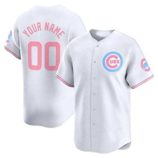 Custom Chicago Cubs Bubblegum Pink Vapor Premier Limited Jersey ¨C White BFRAILEY