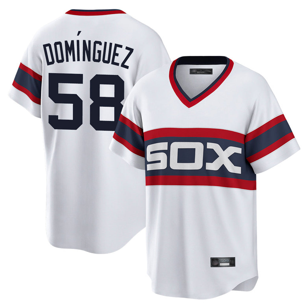 Chicago White Sox #58 Seranthony Dominguez Player White BFRAILEY T-shirt Home Game Stitched Jerseys
