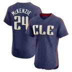 Cleveland Guardians #24 Triston McKenzie Player Navy BFRAILEY City Connect Limited Elite Home Stitched Jerseys