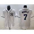 New York Yankees #7 Mickey Mantle White BFRAILEY Fashion Cool Base Jersey