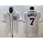 New York Yankees #7 Mickey Mantle White BFRAILEY Fashion Cool Base Jersey