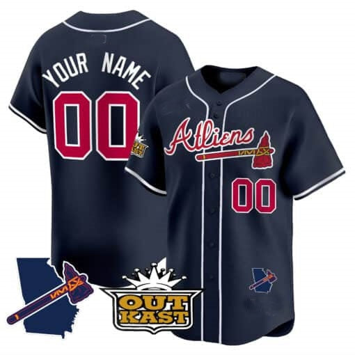 Custom Atlanta Braves Atliens Vapor Premier Limited Jersey V2 ¨C Navy BFRAILEY