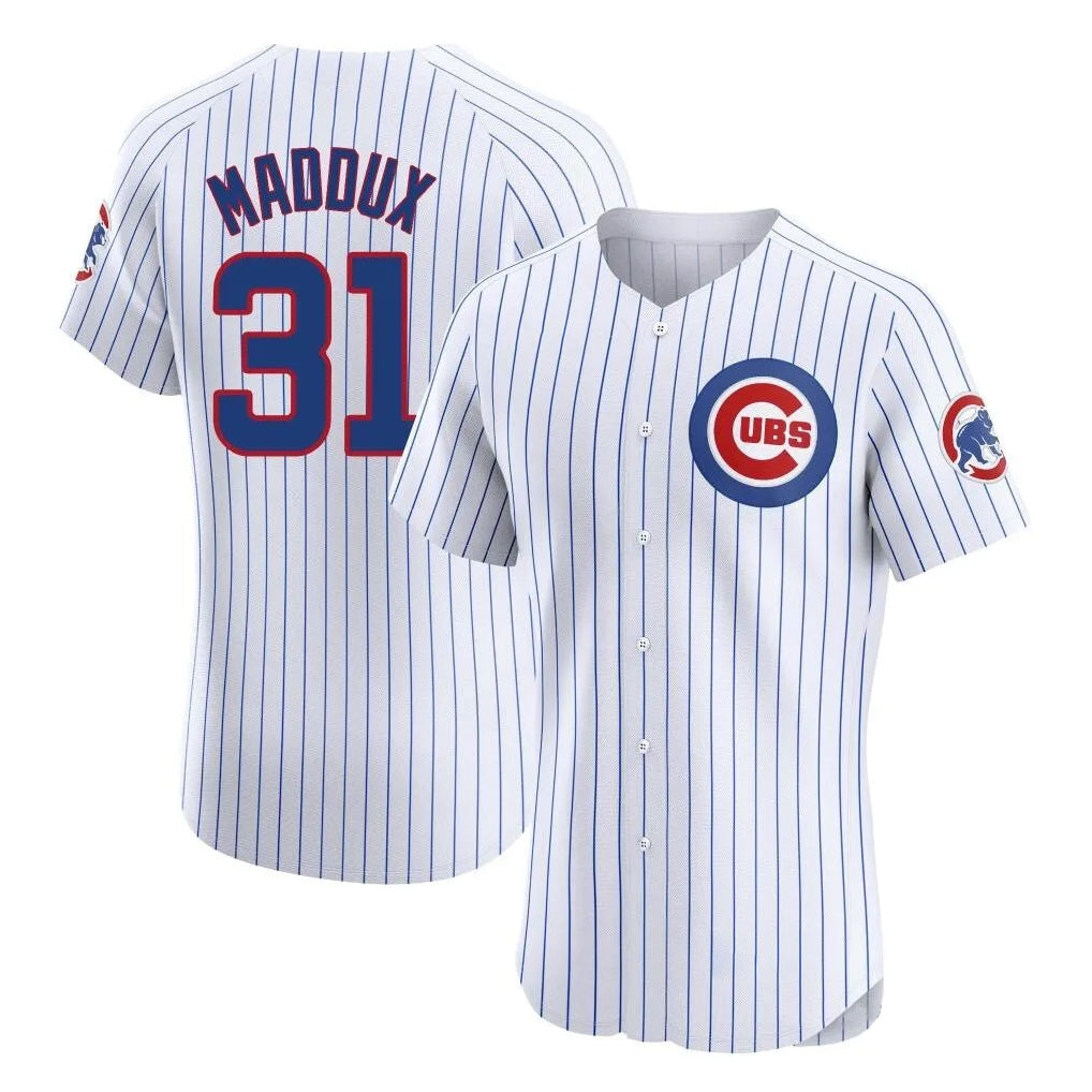 Chicago Cubs #31 Greg Maddux Player White BFRAILEY Limited Elite Home Game Stitched Jerseys