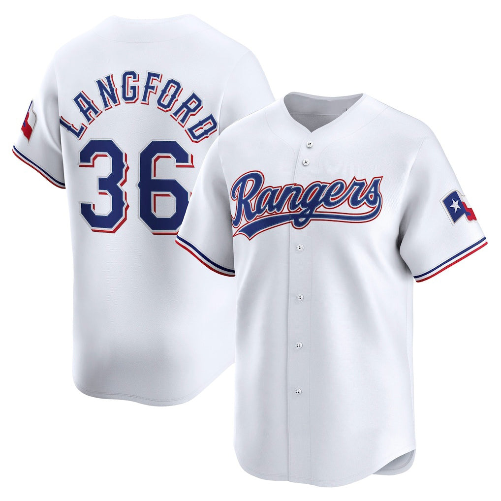 Texas Rangers #36 Wyatt Langford White BFRAILEY Home Limited Player Jersey