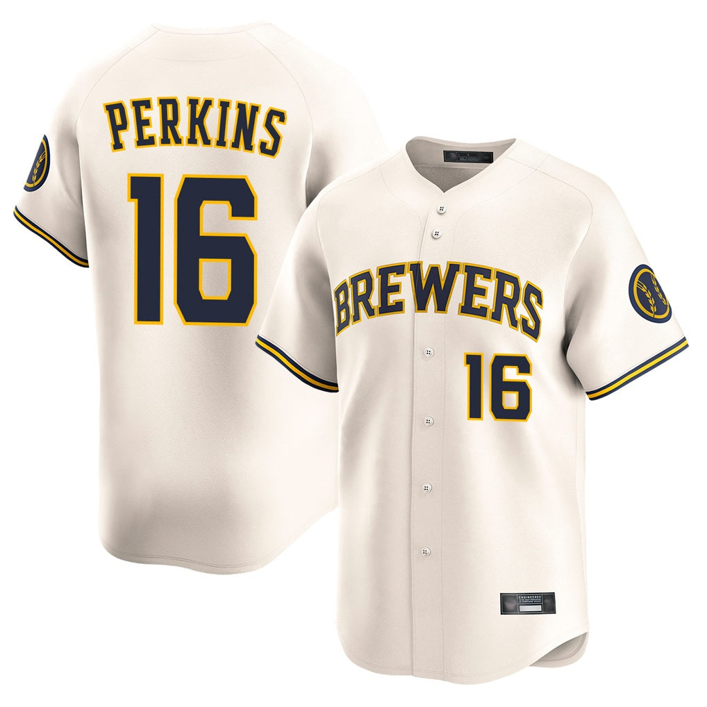Milwaukee Brewers #16 Blake Perkins Player Cream BFRAILEY Home Limited Game Stitched Jerseys