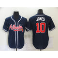 Atlanta Braves #10 Chipper Jones Navy Blue BFRAILEY Stitched Cool Base Jersey