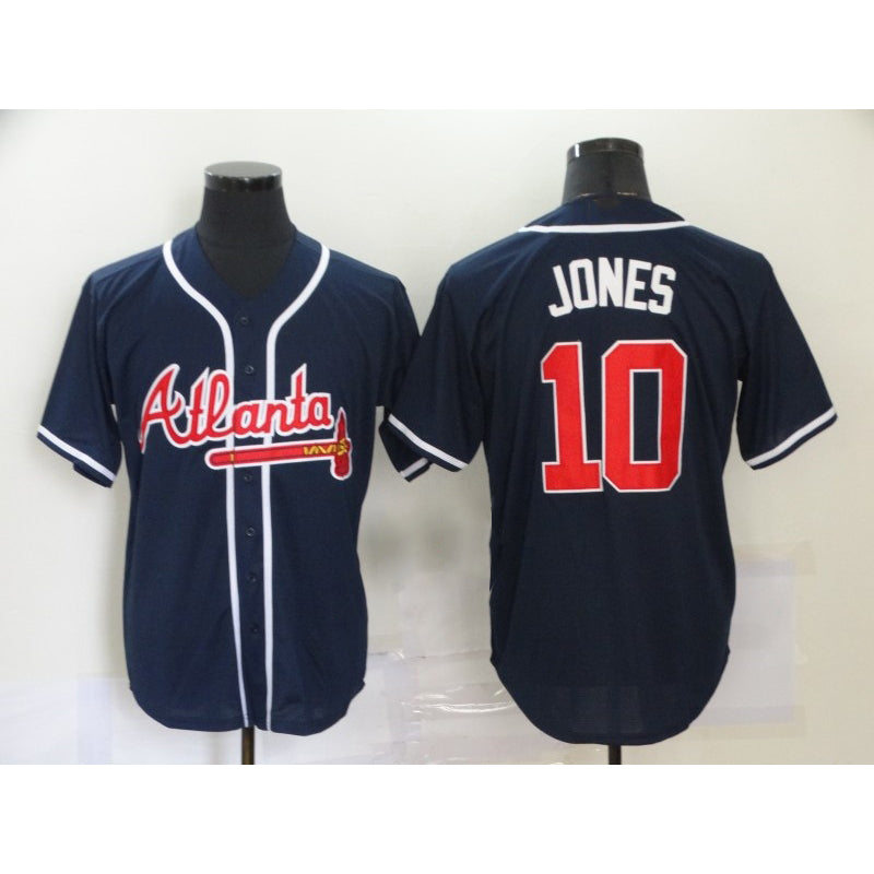 Atlanta Braves #10 Chipper Jones Navy Blue BFRAILEY Stitched Cool Base Jersey