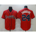 Atlanta Braves #24 Deion Sanders Red BFRAILEY Game Jerseys