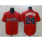 Atlanta Braves #24 Deion Sanders Red BFRAILEY Game Jerseys