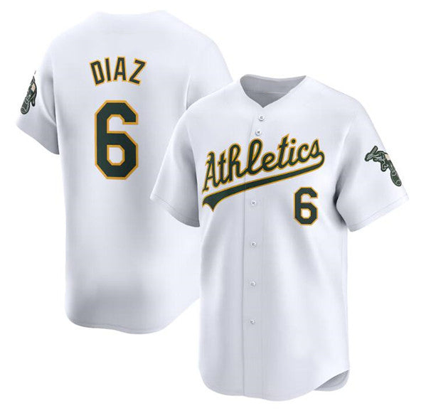 Oakland Athletics #6 Jordan Diaz White BFRAILEY Home Limited Stitched Jersey