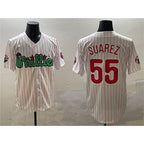 Philadelphia Phillies #55 Ranger Su¨¢rez White BFRAILEY Phanatic Cool Base Stitched Jersey