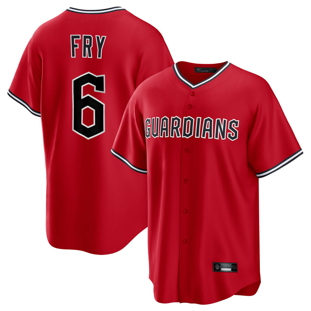 Cleveland Guardians #6 David Fry Player Red BFRAILEY Home Game Stitched Jerseys