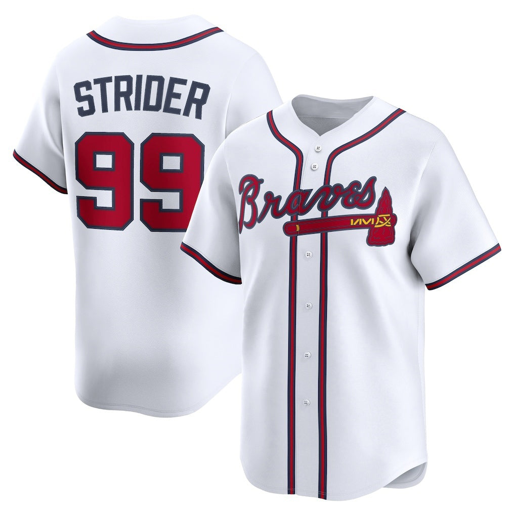 Atlanta Braves #99 Spencer Strider White BFRAILEY Home Limited Player Jersey