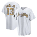 Atlanta Braves #13 Ronald Acuna Jr Player White-Gold BFRAILEY All-Star Home Game Stitched Jerseys