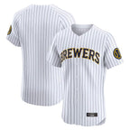 Milwaukee Brewers Blank Player White BFRAILEY Stripes Home Limited Elite Stitched Jerseys