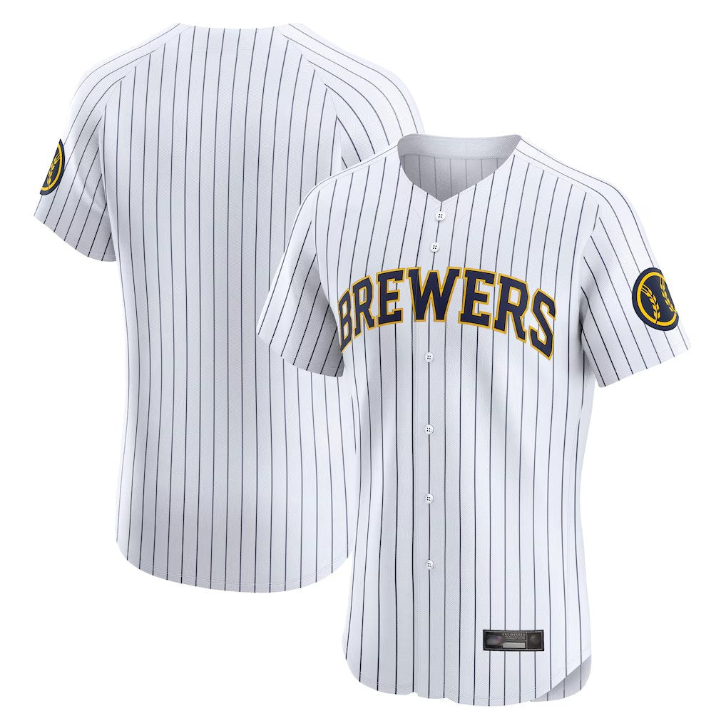 Milwaukee Brewers Blank Player White BFRAILEY Stripes Home Limited Elite Stitched Jerseys