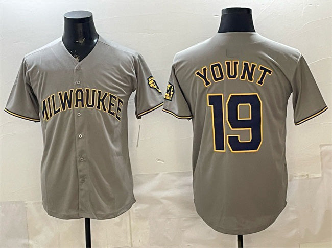 Milwaukee Brewers #19 Robin Yount Grey BFRAILEY Home Limited Stitched Jersey