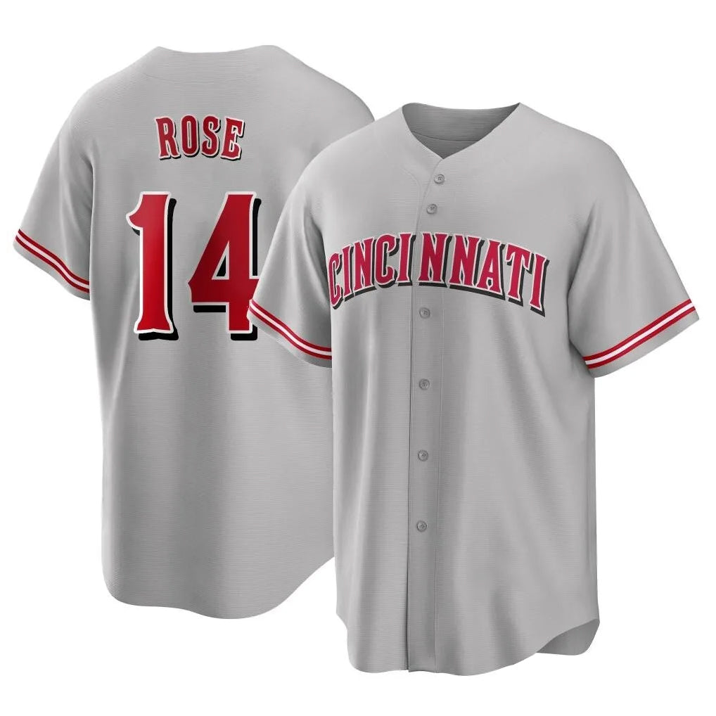 Cincinnati Reds #14 Pete Rose Player Gray BFRAILEY Home Game Stitched Jerseys