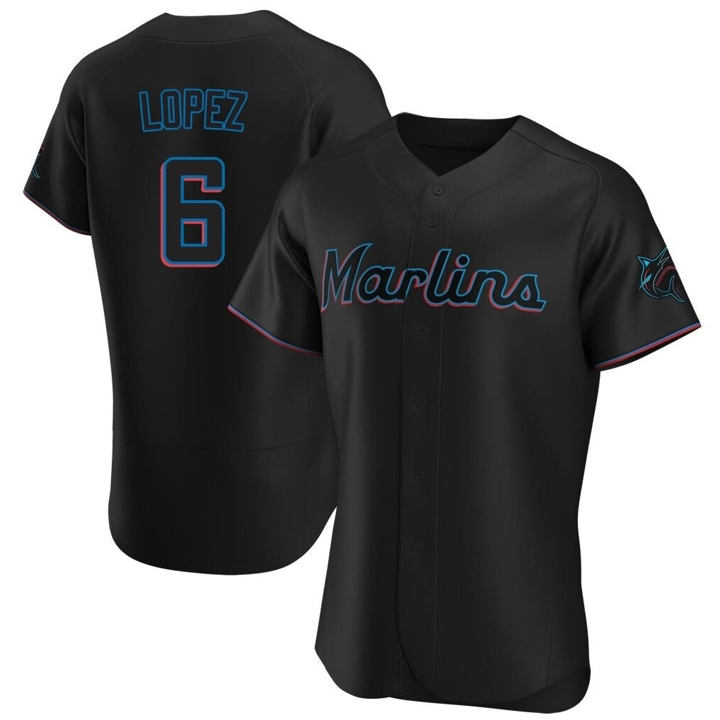 Miami Marlins #6 Otto Lopez Player Black BFRAILEY Home Limited Elite Stitched Jerseys