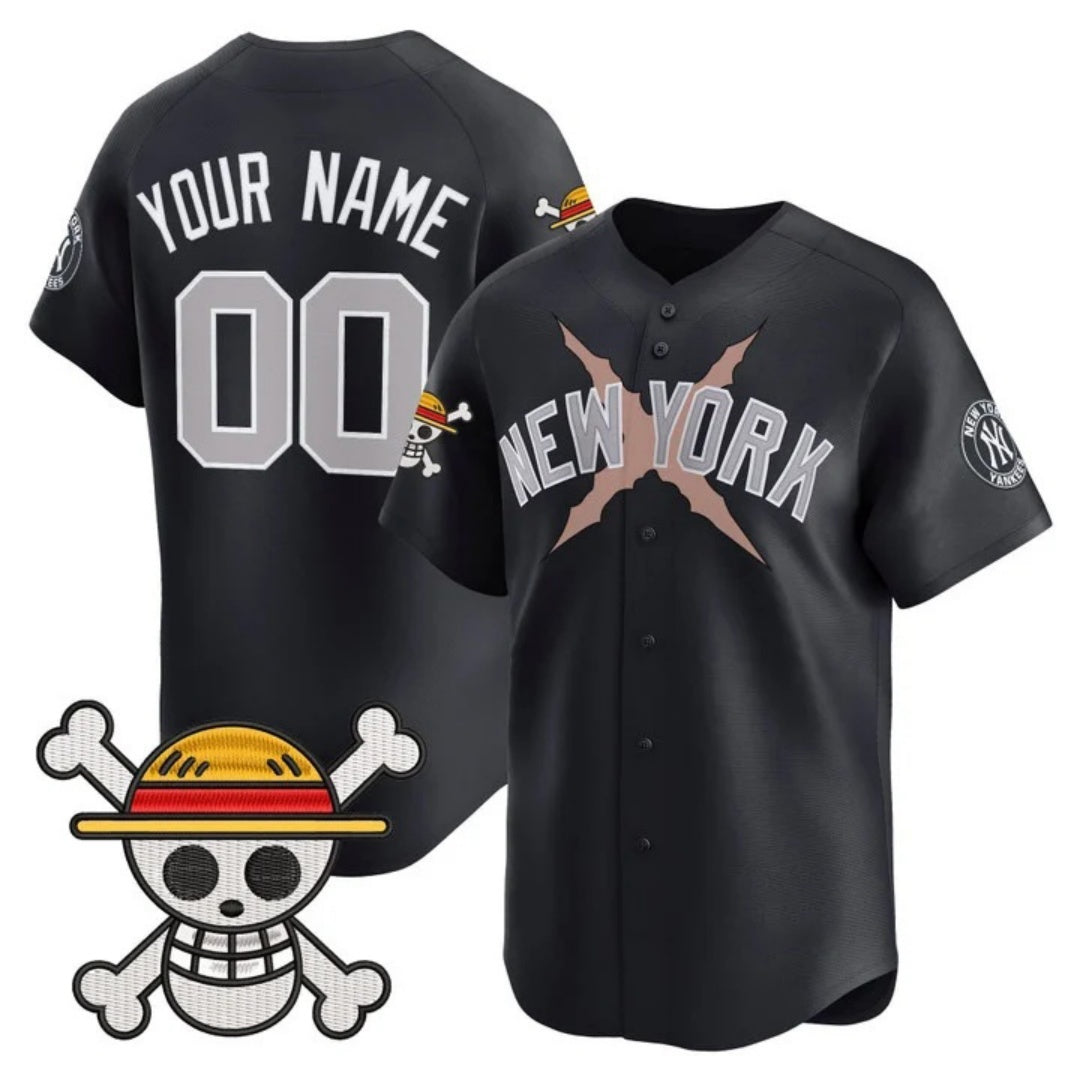Custom New York Yankees x One Piece Navy BFRAILEY Vapor Premier Limited Jersey - Stitched