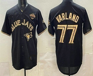 Toronto Blue Jays #77 Louis Varland Black Gold BFRAILEY 2025 American League Champions Limited Jersey