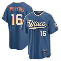 Milwaukee Brewers #16 Blake Perkins Player Blue BFRAILEY 2026 City Connect Home Game Stitched Jerseys