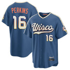 Milwaukee Brewers #16 Blake Perkins Player Blue BFRAILEY 2026 City Connect Home Game Stitched Jerseys