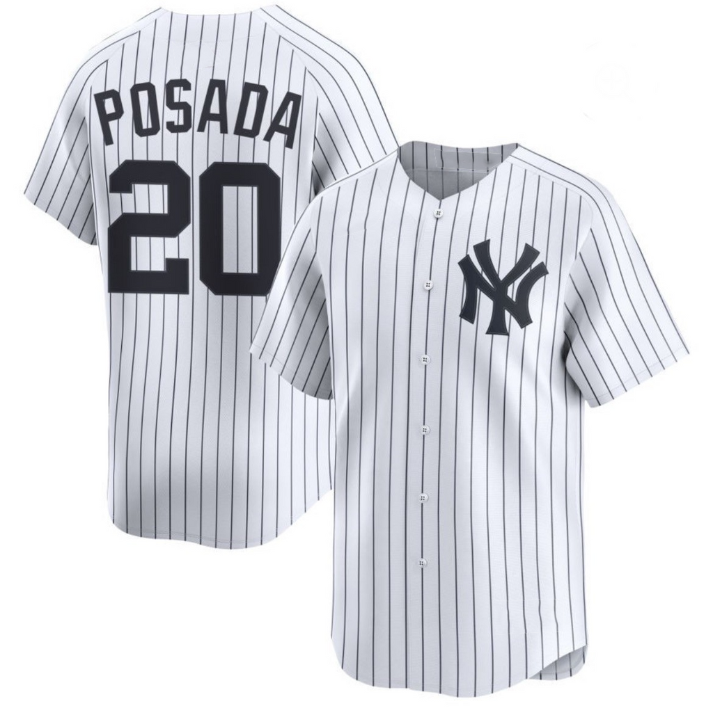 New York Yankees #20 Jorge Posada White BFRAILEY Cool Base Stitched Jersey