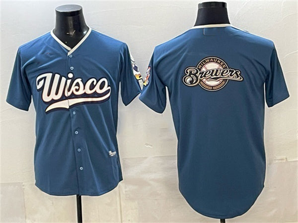Milwaukee Brewers Team Big Logo Mineral Blue BFRAILEY 2026 City Connect Stadium Stitched Jersey