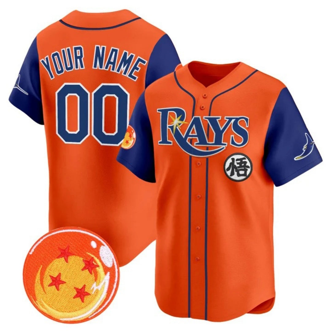 Custom Tampa Bay Rays x Dragon Ball Royal Orange BFRAILEY Vapor Premier Limited Jersey - All Stitched