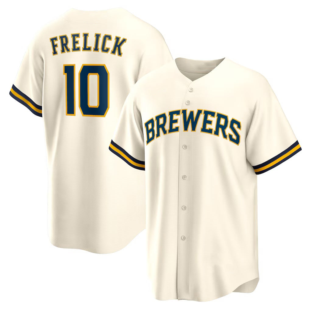 Milwaukee Brewers #10 Sal Frelick Cream BFRAILEY Home Replica Player Jersey