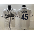 Chicago White Sox #45 Michael Jordan White BFRAILEY Cool Base Stitched Jersey 2