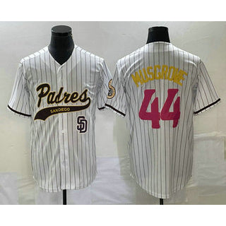 San Diego Padres #44 Joe Musgrove White BFRAILEY Pinstripe 2023 City Connect Cool Base Stitched Jersey 2