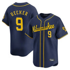 Milwaukee Brewers #9 Bob Uecker Player Navy BFRAILEY Home Limited Stitched Jerseys