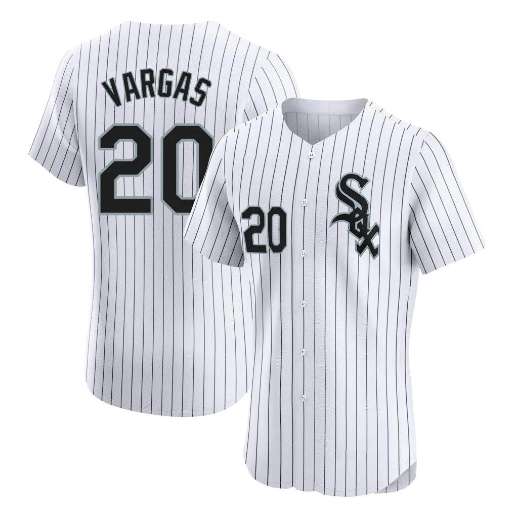 Chicago White Sox #20 Miguel Vargas Player White BFRAILEY Stripe Limited Elite Home Stitched Jerseys
