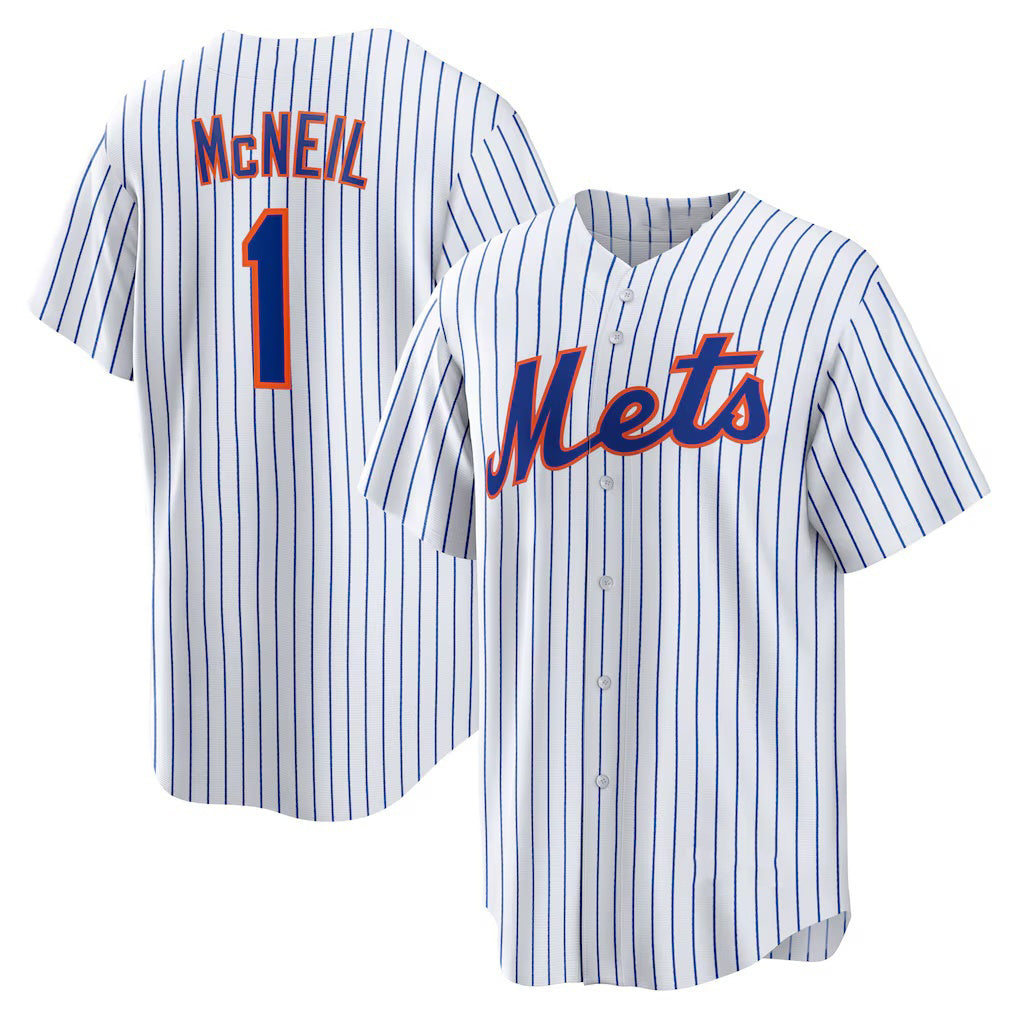 New York Mets #1 Jeff McNeil White BFRAILEY Home Replica Player Jersey