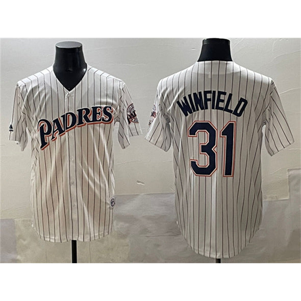 San Diego Padres #31 Dave Winfield White BFRAILEY Throwback With Patch Cool Base Stitched Jersey