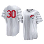 Cincinnati Reds #30 Ken Griffey Player White BFRAILEY Stripe Field of Dreams Game Home Stitched Jerseys