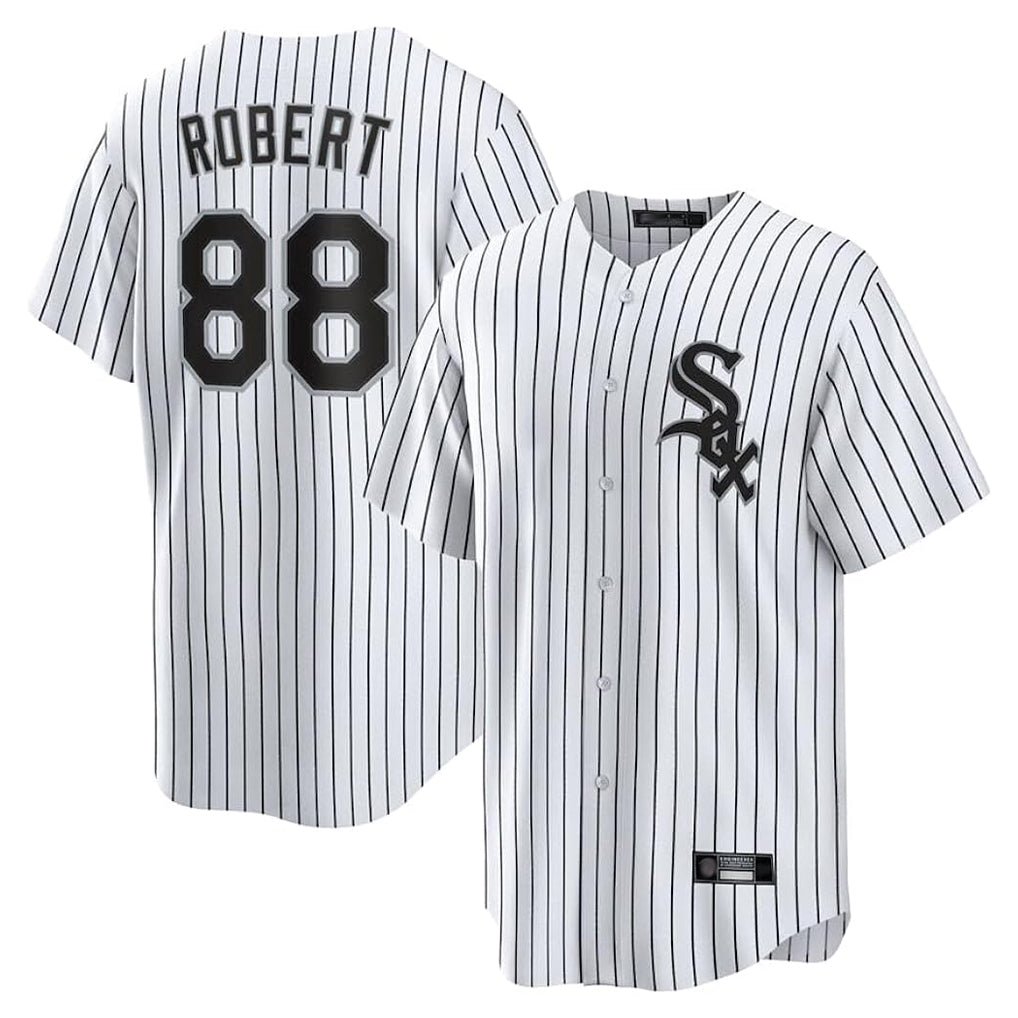 Chicago White Sox #88 Luis Robert Jr Player White BFRAILEY Stripe Home Game Stitched Jerseys