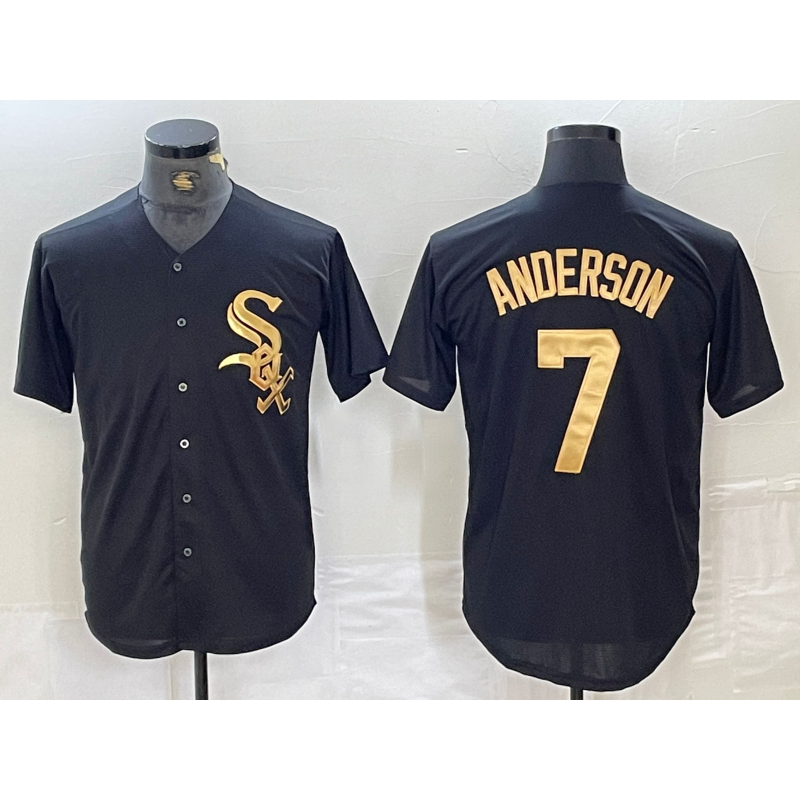 Chicago White Sox #7 Tim Anderson Black Gold BFRAILEY Cool Base Stitched Jersey