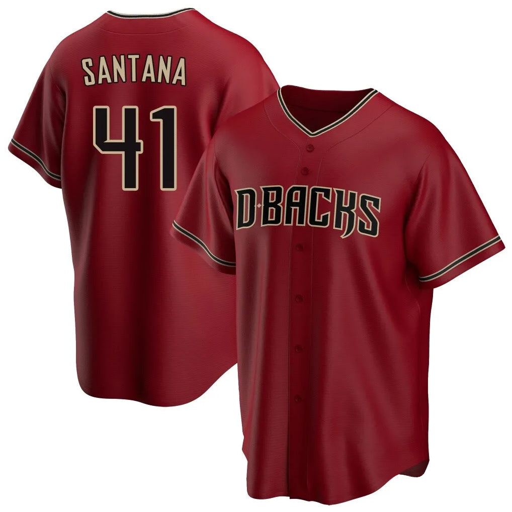 Arizona Diamondbacks #41 Carlos Santana Player Red BFRAILEY Home Game Stitched Jerseys